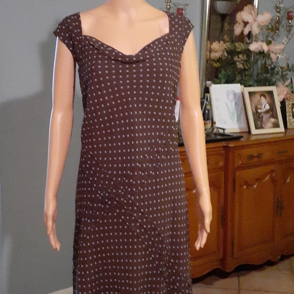 Adrianna Papell 0 Silk Polka Dot Dress 